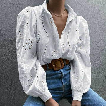 Boho Summer Turn-Down Collar Blouse - SunsetFashionLA